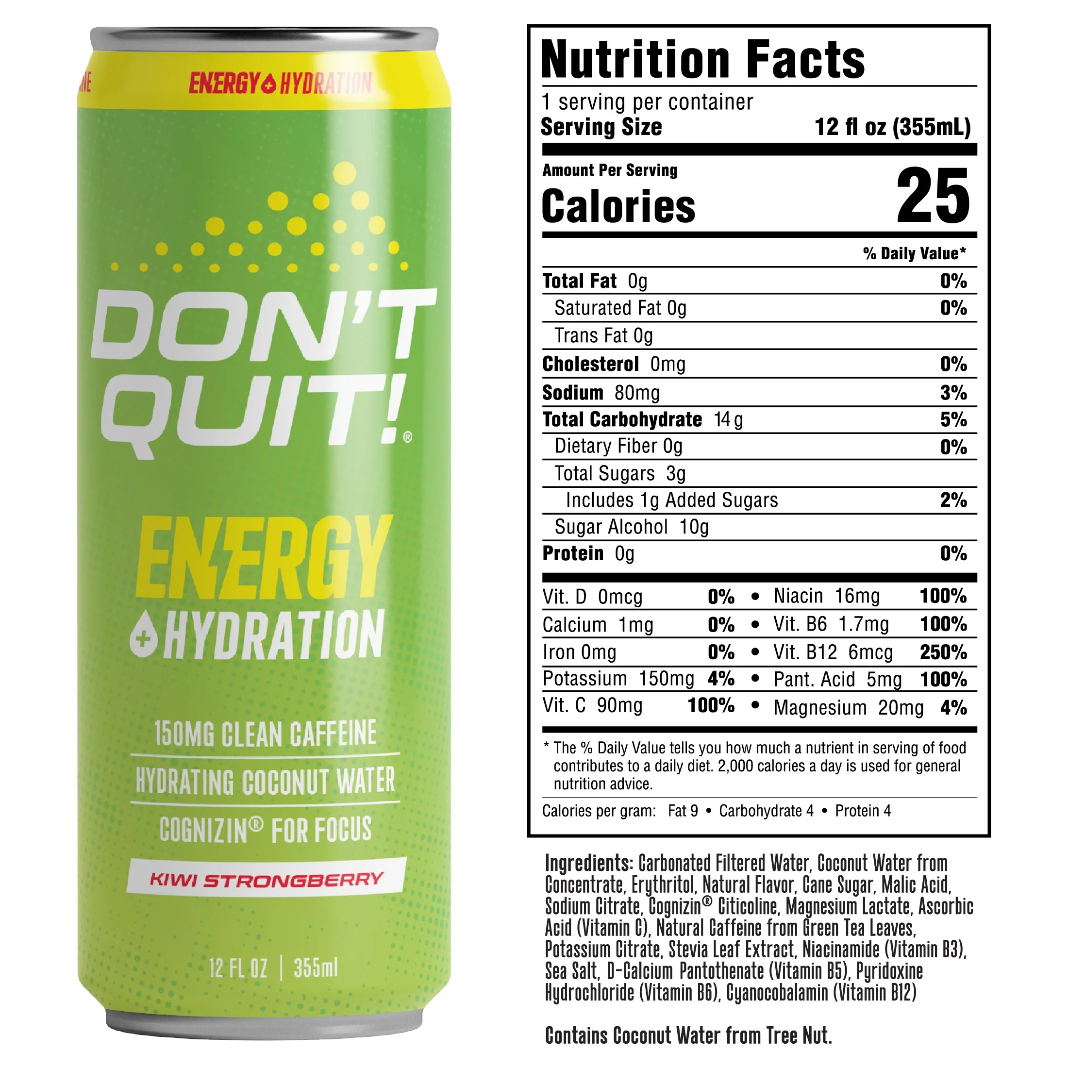 Don't Quit Clean Sports Energy, Kiwi Strongberry 12oz 12pk