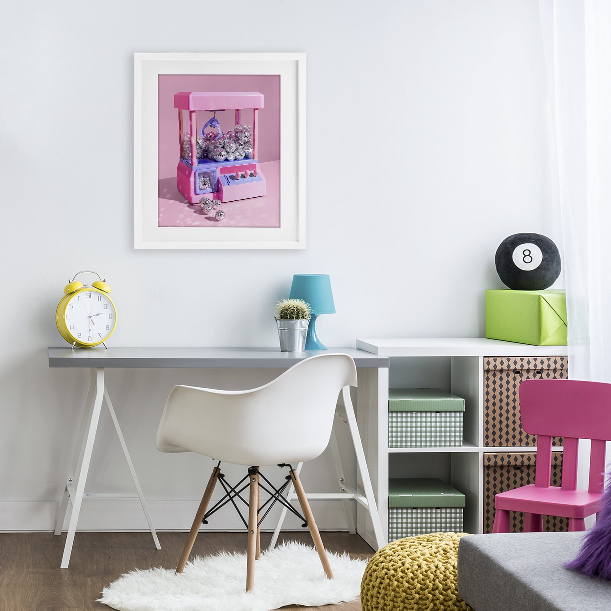 Stupell Industries Disco Ball Claw Machine White Framed Print Under Glass, design by LISH Creative