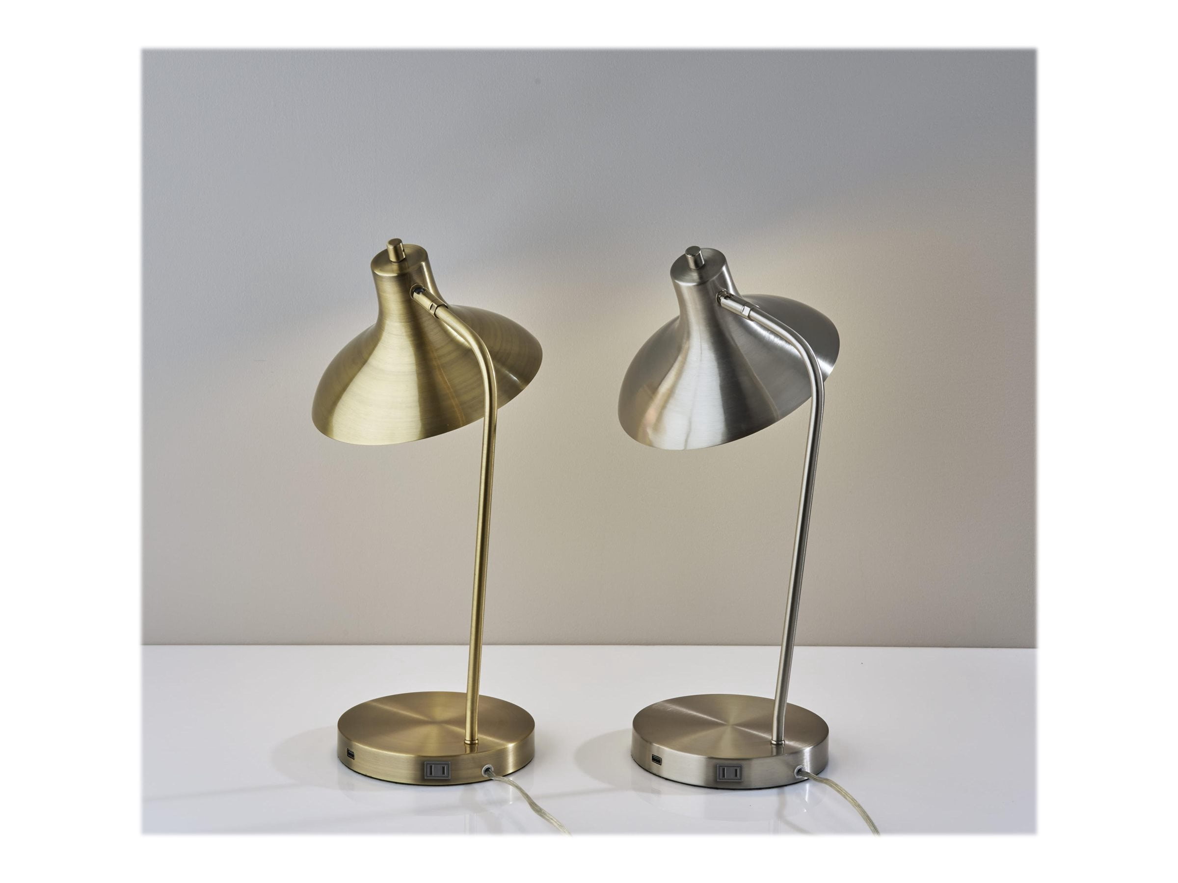 Simplee Adesso Cleo Desk Lamp, Antique Brass, Electronic, Antique Brass Shade