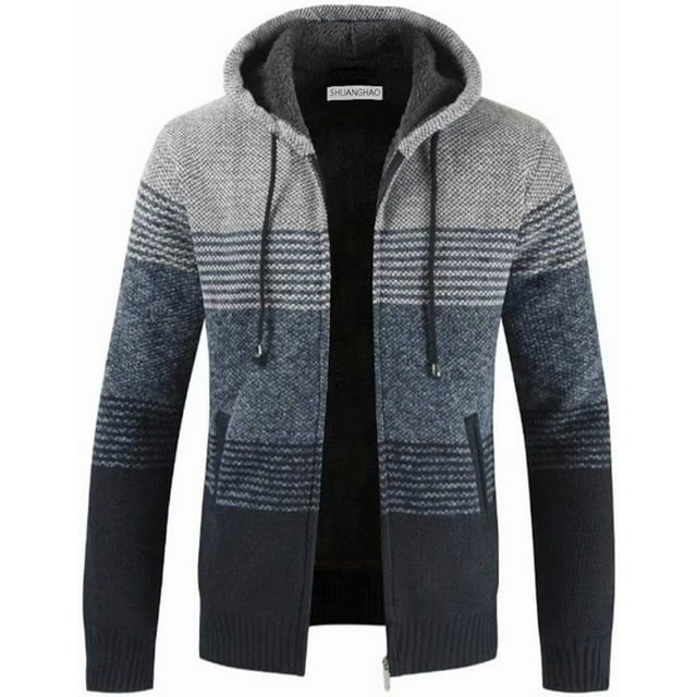 Sudadera con capucha para hombre, tejido de punto, sudadera, suéter, chaqueta, abrigo, para hombre, otoño e invierno, forro polar, gruesa y cálida, sudadera con capucha, cárdigan, suéter, tejido