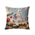 thumbnail image 2 of Rabbit Holding Christmas Ornaments Pillow Cover – 18x18 Inch Cotton Decorative Throw Pillow Case with Cute Bunny and Shiny Holiday Baubles Print for Sofa Couch Bed, Machine Washable, 2 of 6
