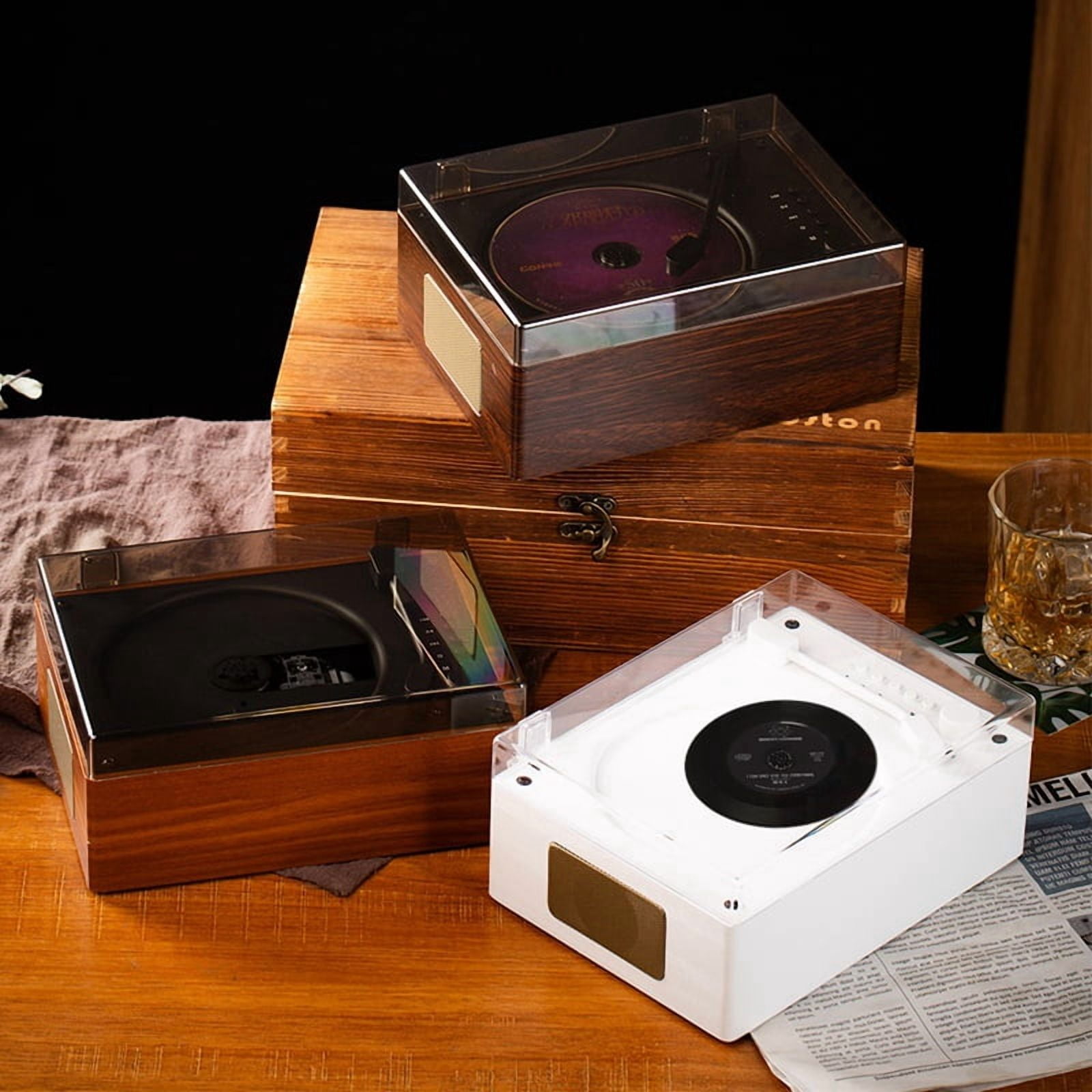 Bluetooth Speaker CD Player Compatible with Bluetooth 5.1 Album Player Tray-Loaded CD Player Walnut