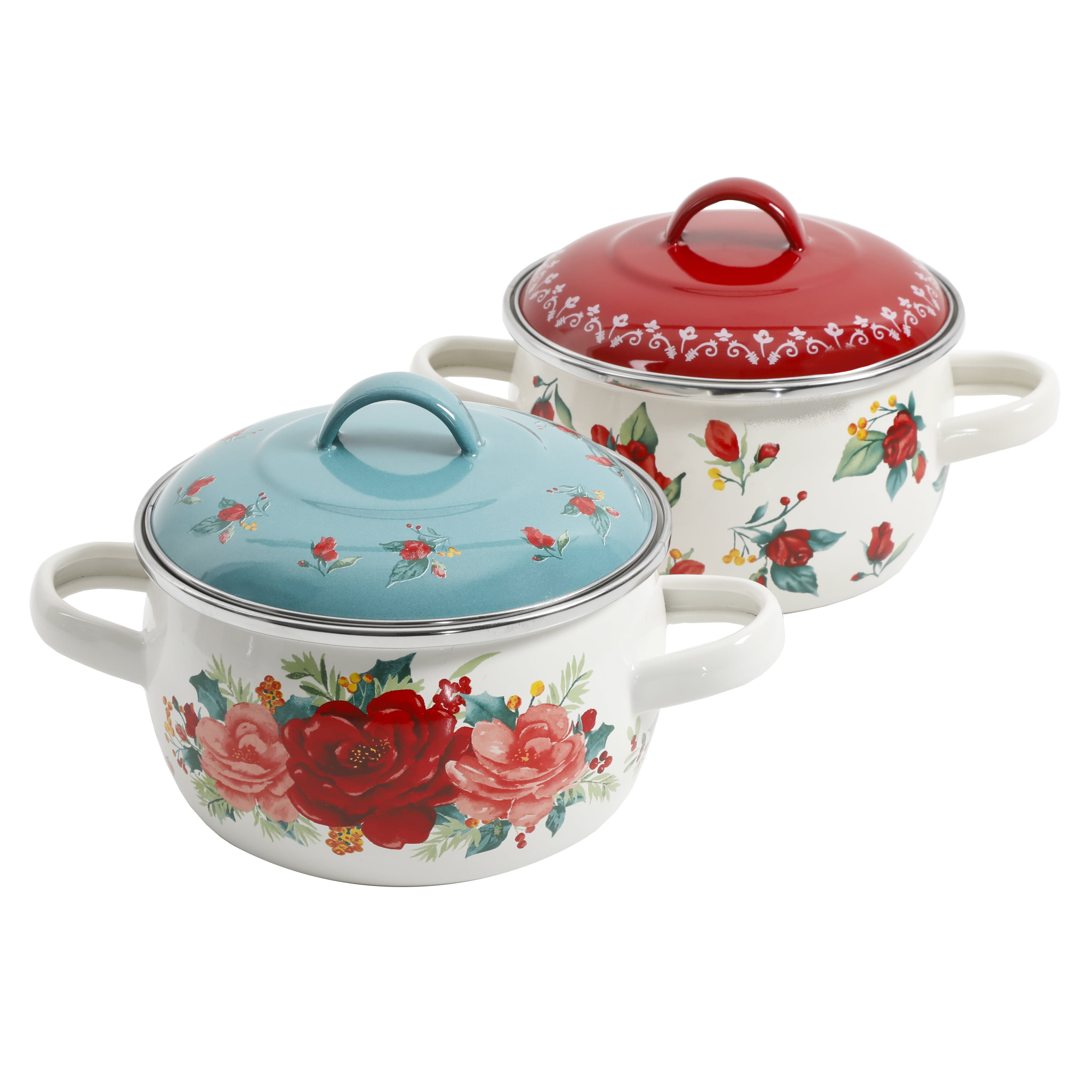 The Pioneer Woman Cheerful Rose Mini Dutch Ovens, Set of 2
