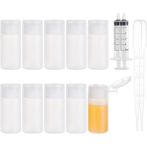 1Set 10 Pack 1oz Travel Bottles Small Travel tubes Plastic Flip Cap Sample Bottle Refillable Travel Bottles