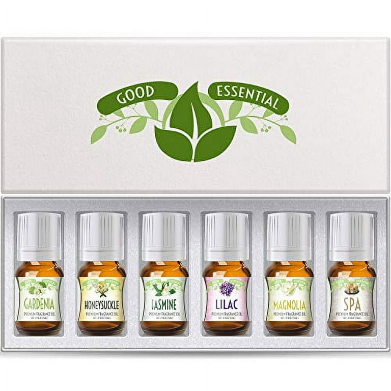 Fragrance Oils Set of 6 Scented Oils from Good Essential - Gardenia Oil,  Lilac Oil, Honeysuckle Oil, Jasmine Oil, Magnolia Oil, Spa Oil:  Aromatherapy, Perfume, Soaps, Candles, Slime, Lotions! 