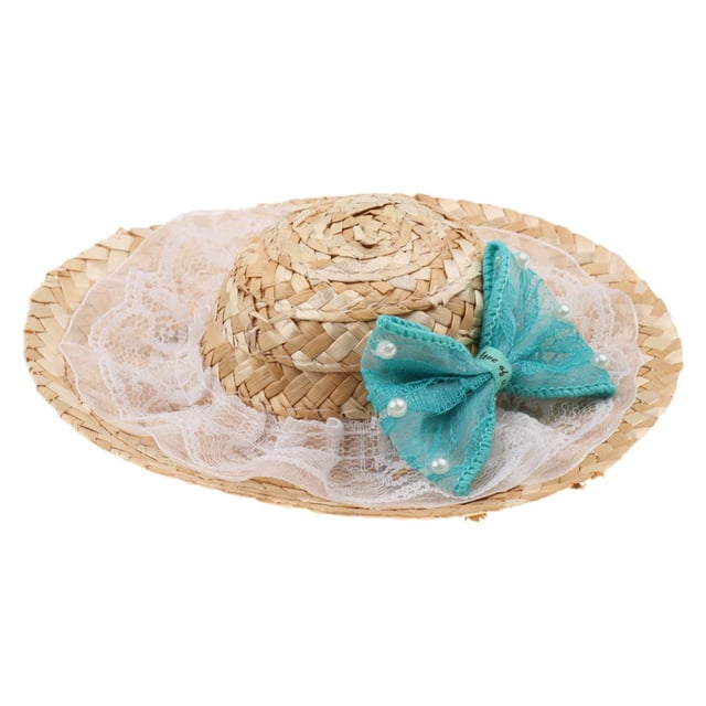 Hecho Para Mascotas Con Correa De Barbil Sombrero De Perrito Lindo Sombrero Para Bowknot M Yuyangstore Sombrero de paja del perro del gato del animal doméstico