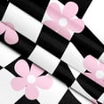 thumbnail image 6 of Black White Shower Curtain Pink Flower Abstract Checkered Plaid Groovy Shower Bath Curtain Bathroom Accessories 72x72 Inches, 6 of 6