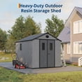 thumbnail image 5 of Bezseller 8*10 Outdoor Storage Tool Shed with Door and Floor, 16mm Thick Panel Plastic Outdoor Storage Shed with Steel Frame, Gray, 5 of 9