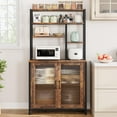 thumbnail image 2 of Litake Bakers Rack with Cabinet 5 Tier Microwave Stand 63.78" Microwave Storage Rack with Door Vintage Kitchen Utility Storage Shelf with Hooks Large Coffee Bar Station Kitchen (Cabinet 27.9" in), 2 of 9