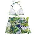 thumbnail image 4 of Floenr 2 Piece Hawaiian Tropical Print Swimsuits for Women,Casual Loose Halter Tie Back Floral Print Bikini Set Bathing Suits with Cover Ups, 4 of 5