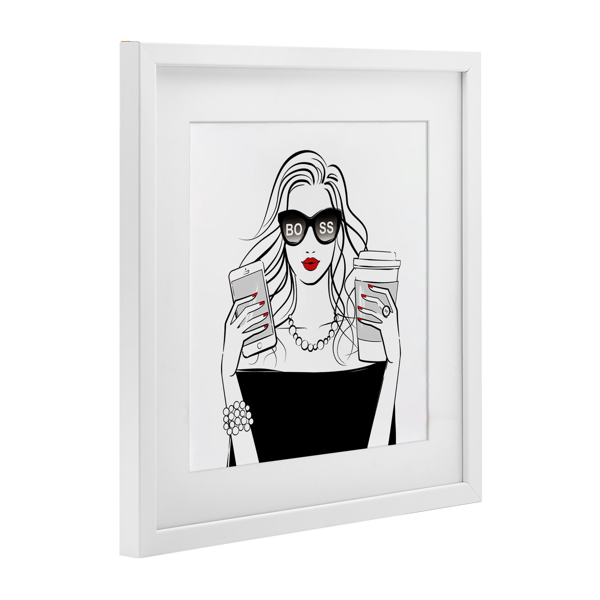 Stupell Industries Chic Boss Morning Coffee Moment White Framed Print Under Glass, design by Martina Pavlova