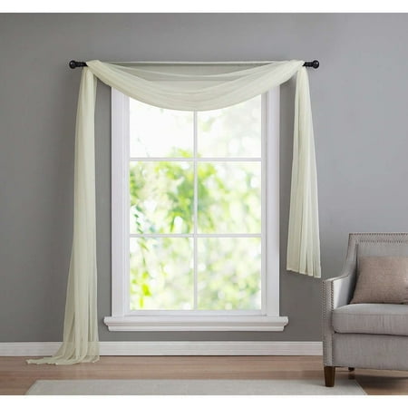 Solid Red Window Valance Decotex Beautiful Elegant Solid Sheer Window Scarf Long Valance Topper (55