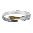 thumbnail image 2 of Opvise Adjustable Opening Designed Bracelet Silver Color Irregular Feather Bangle Men Retro Style Alloy Jewelry Gift, 2 of 7