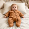 thumbnail image 2 of CAICJ98 Newborn Baby Boy Girl Fleece Outfit Footie Jumpsuit Winter Zipper Long Sleeve One-Piece Romper Snowsuit Warm Clothes,Size 6-9 Months, 2 of 9