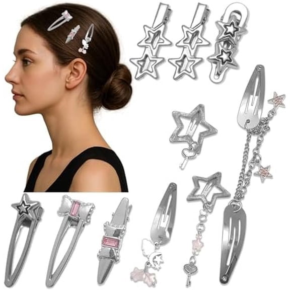 10-50PCS Hair Clips Cute Metal Hair Clips for Women Y2K Snap Hair Barrettes Non Slip Fashion Hair Accessories ( & 10 count)