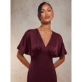 thumbnail image 6 of Womens Elegant Redwood V-Neck Satin Long Dress, 6 of 8