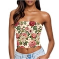 thumbnail image 2 of Zedker Women's Floral Tube Tops Ruffled Strapless Bandeau Sleeveless Loose Holiday Style Multicolor Plus L, 2 of 7