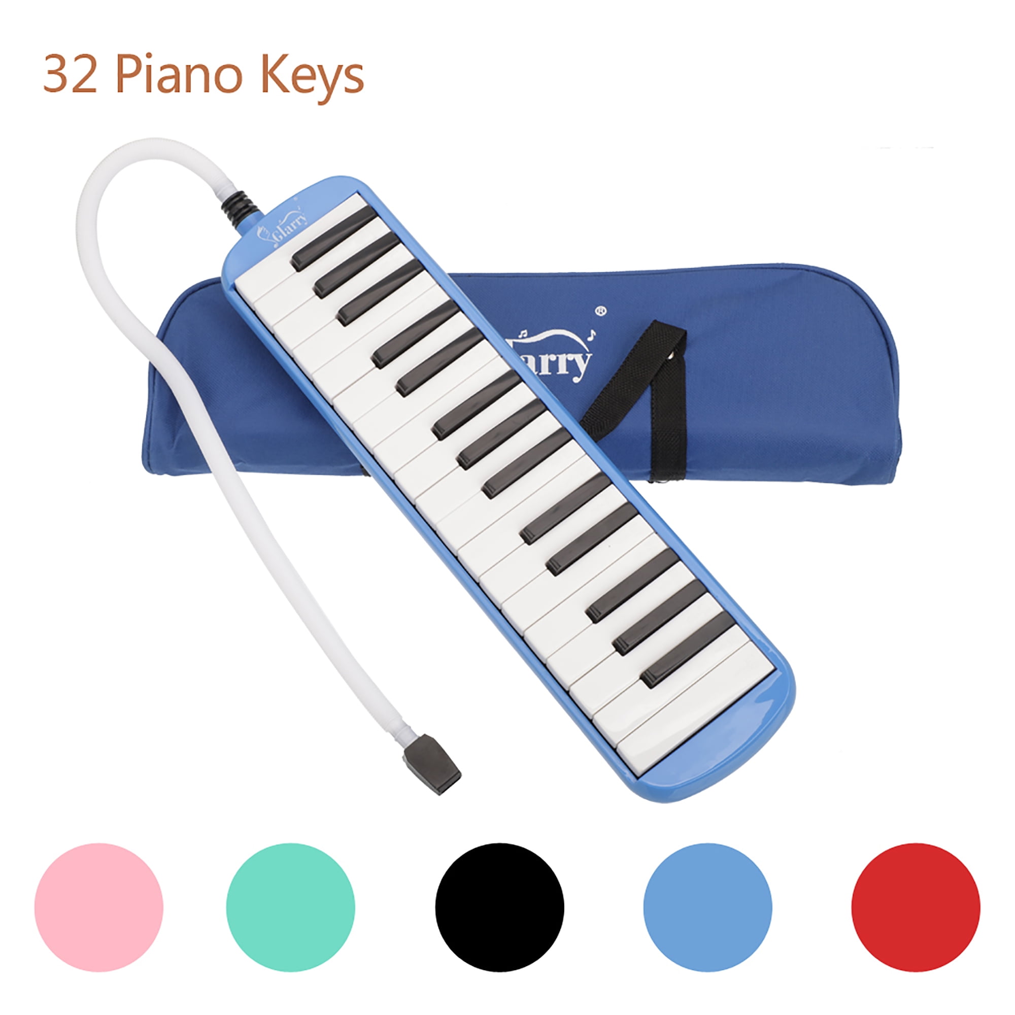 Melodica 32 Key PVC Material 32-Key ABS-Made Black & White Keys Kids Children Play Melodica with Short Mouthpiece & Soft Hose & Cleaning Cloth & Oxford Carry Bag Green 