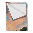 thumbnail image 2 of Lake Soft Flannel Fleece Blanket, Romantic Sunset at Lake Tahoe Peaceful Shoreline Sierra Nevada United States, Cozy Plush for Indoor and Outdoor Use, 50" x 60", Salmon Green Ivory, by Ambesonne, 2 of 5