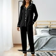 thumbnail image 2 of Soft Pajama Set for Women Long Sleeve Button Down Loungewear Two Piece Set with Pocket Pants, 2 of 9
