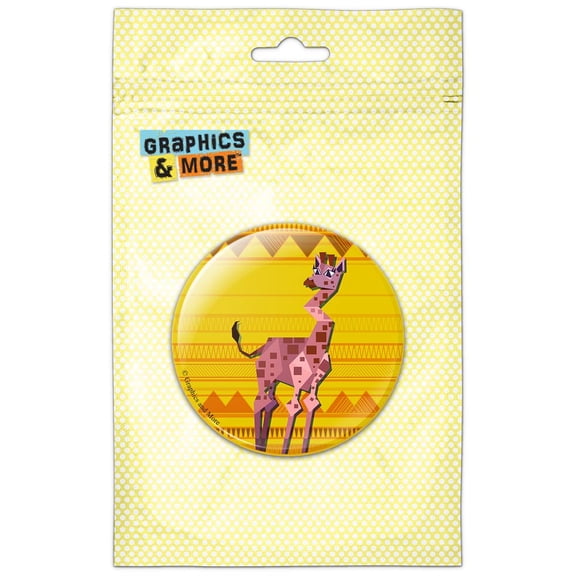 Geometric Giraffe Yellow Pinback Button Pin Badge