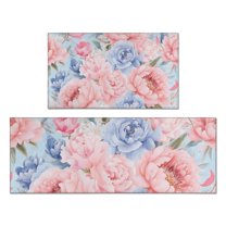 Pioneer Flower Floral Print Pattern Kitchen Rugs Sets Of 2,Anti Fatigue Kitchen Mat Rugs Non Slip Washable,Decorative Kitchen Floor Mats for Kitchen,Sink,Laundry,17"x30" 17"x47"