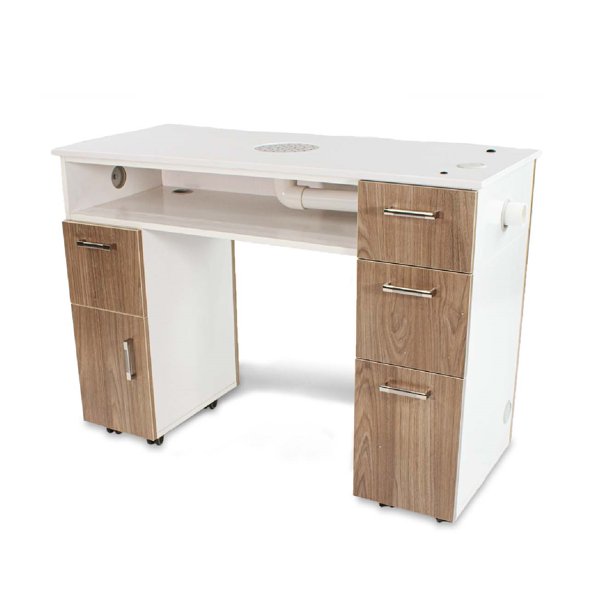 Milan Manicure Table with Vent Pipe, Nail Station for Beauty Salon