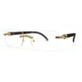 thumbnail image 3 of OG Rhinestone Stud Rimless Rectangle 90s Hip Hop Rapper Gold Brown Clear Lens Eyeglasses, 3 of 4