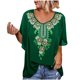 thumbnail image 1 of Moda mujer verano cuello redondo 1/2 manga estampado casual camiseta blusa Fridja  ghk1656, 1 of 7
