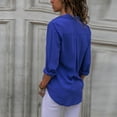thumbnail image 4 of Goodtrade8 Solid Color Tops for Womens Outing Blue Button V-Neck Casual Long Sleeve Fall Shirts Plus Size Women, 4 of 6