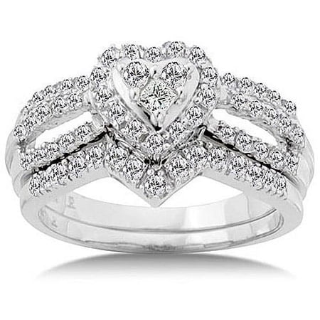 3/4 Carat Diamond Heart Bridal Set, Size 7