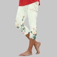 thumbnail image 4 of vigerkar Capri Pants for Women Vintage Boho Floral Printed Yoga Leggings Casual Summer High Waisted Knee Length Pants (Light Green, S), 4 of 6