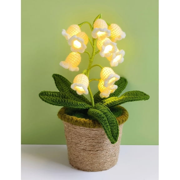 The Valley Lamp, Crochet Artificial Flower with 10 Little Night Lights, Cute Gifts for Women Wife Girlfriend Birthday Christmas Valentine Mother's Day -Large
