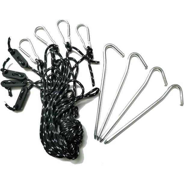 Paquete de 4 correas de repuesto Casa de los Tesoros 6.5 pies estacas de metal de aluminio para amarrar cuerdas