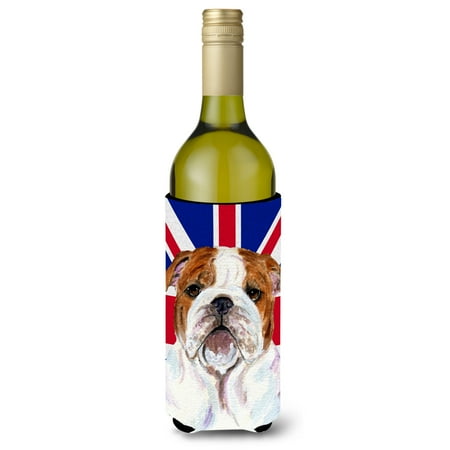 

Carolines Treasures SS4926LITERK English Bulldog with English Union Jack British Flag Wine Bottle Hugger Wine Bottle
