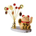 thumbnail image 2 of Lucky Cat Statue Feng Shui Decoración Tablero de Piece Artwork Árboles de Ornamento de animales para la sala de té estante de Amarillo, 2 of 8