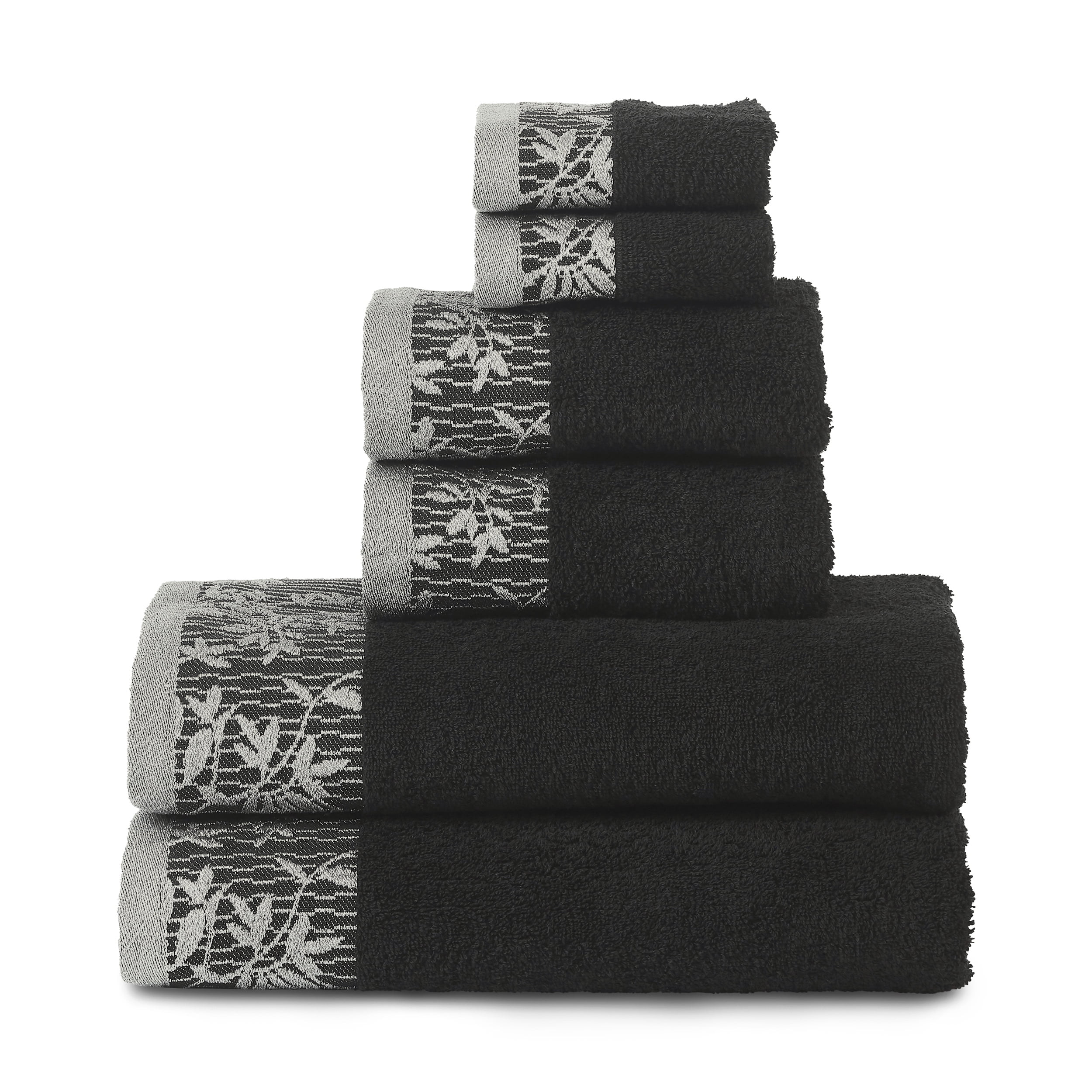 Superior Wisteria 100/% Cotton Towel Set Grey 6 Piece