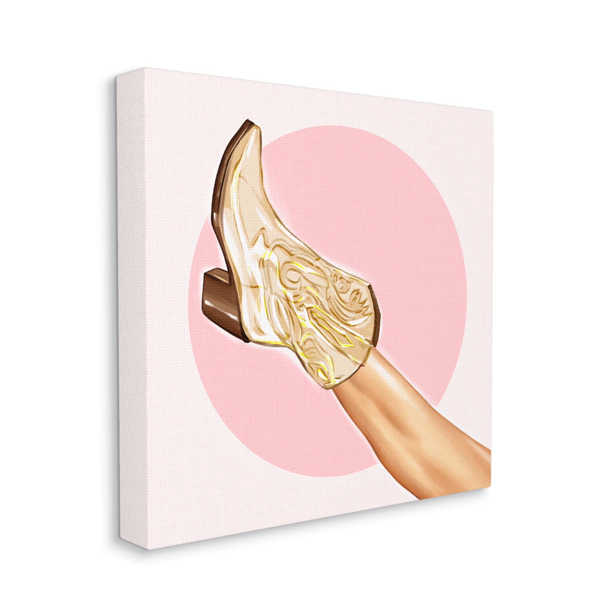 Stupell Cowgirl Boot Pink Country Fashion Beauty & Fashion Painting Gallery Wrapped Canvas Print Wall Art