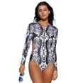 thumbnail image 1 of Traje de baño de una pieza con estampado de cremallera y protección UV y manga larga para mujer, 1 of 7