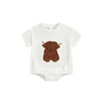 thumbnail image 2 of Baby Summer Romper Highland Cow Embroidery Short Sleeve Newborn Jumpsuit for Toddler Boy Girls Cute Clothes, 2 of 10