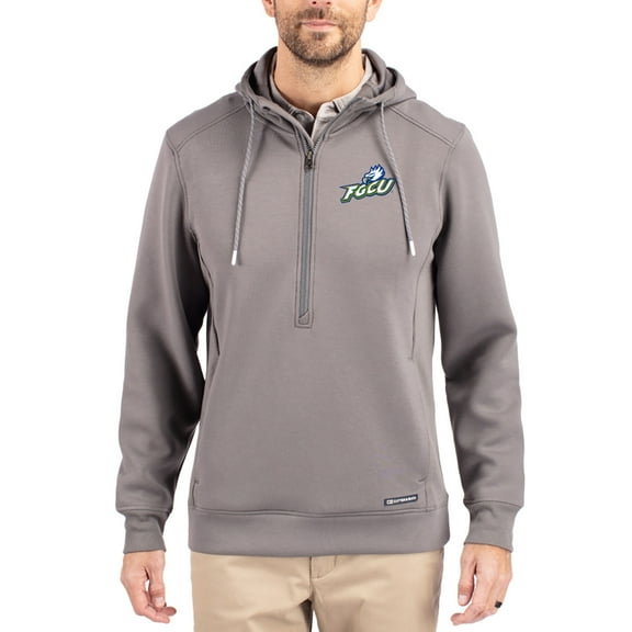Men's-Cutter & Buck Gray Florida Gulf Coast Eagles Roam Eco Recycled Half-Zip Pullover Hoodie
