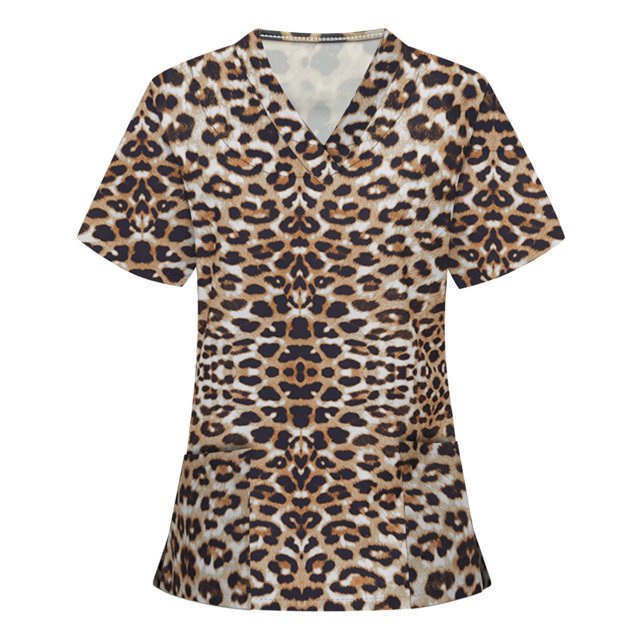 Pntutb Blusa de uniforme de trabajo con cuello en V y manga corta para mujer Pntutb Pntutb-1016