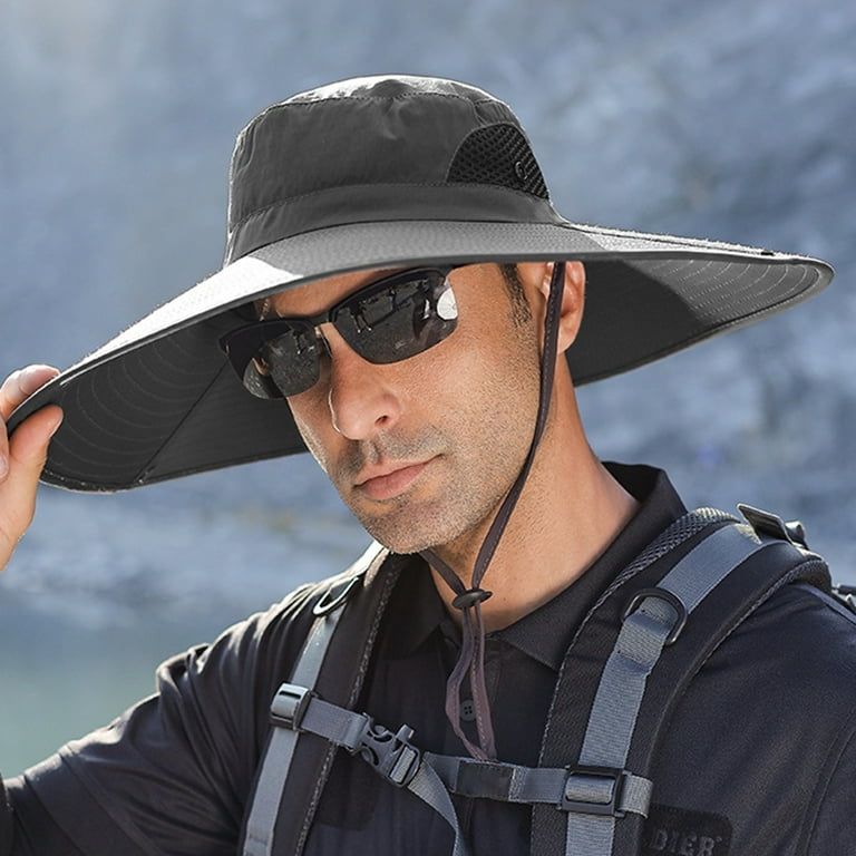 Unisex Outdoor Hats Sun Protection Fishing Hat Adjustable Drawstring Wide  Brim Neck Flap UPF 50+