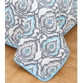 thumbnail image 6 of Hannah Linen Queen Size Quilts Set- Microfiber 4 Piece Quilt with 1 Shams and 2 Decorative Pillow (Queen, Jade Blue), 6 of 9