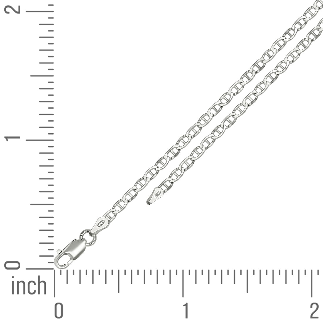 925 Sterling Silver Solid Classic Mariner Chain Silver 2mm Anklet 9 Inch Anklet for Women and Men