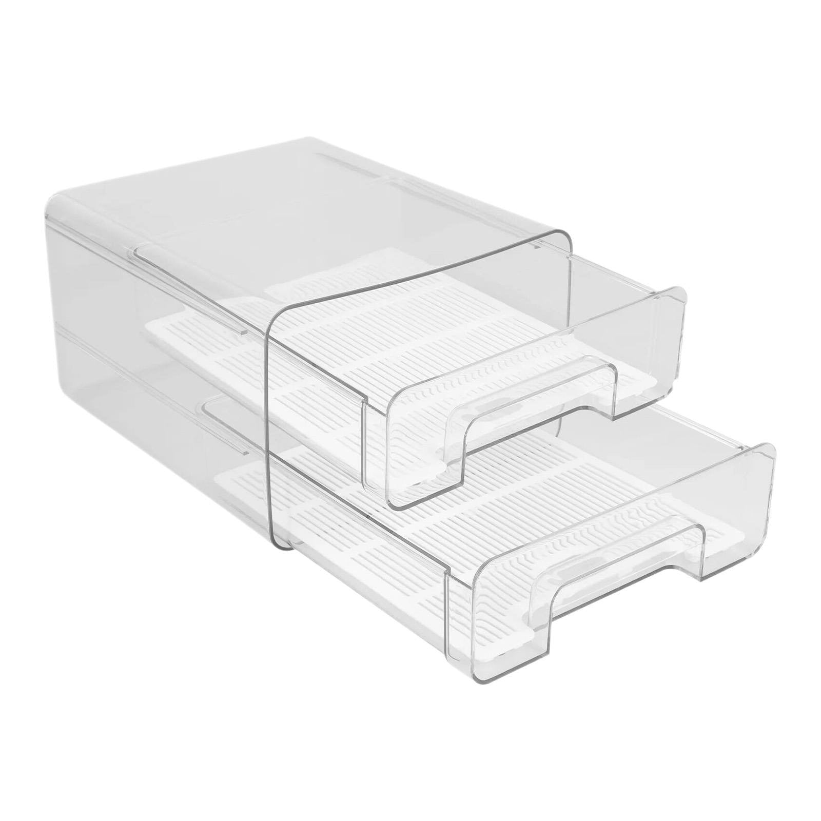 Tswift Stackable Pull-Out Fridge Organizer Drawer with Vent Lid & Drain Tray, Clear Plastic Produce Saver for Fruit, Veg, Deli, Freezer & Pantry, Bpa-Free, 12.5"X6.7"X5.5", 1 Storage Box