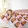 thumbnail image 4 of Manfei Kawaii Capybara 3 Pieces Queen Comforter Set for Preppy Child,Cartoon Animal Ultra Soft Bedding Sets,Spring Garden Flowers Bedding Comforter Set Breathable,Lightweight Room Decor,Reversible, 4 of 8