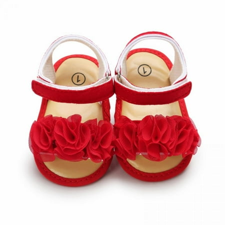 

Baby Girls Sparkly Flower Sandals Premium Soft Anti-Slip Cotton Sole Infant Summer Outdoor Shoes Toddler First Walkers