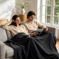 thumbnail image 2 of Throw Blanket, Throws for Sofa Couch, Lightweight  Blankets for Women Men Gifts, Cozy Throws for Office Travel Camping Decor,50x60", Black, 2 of 7