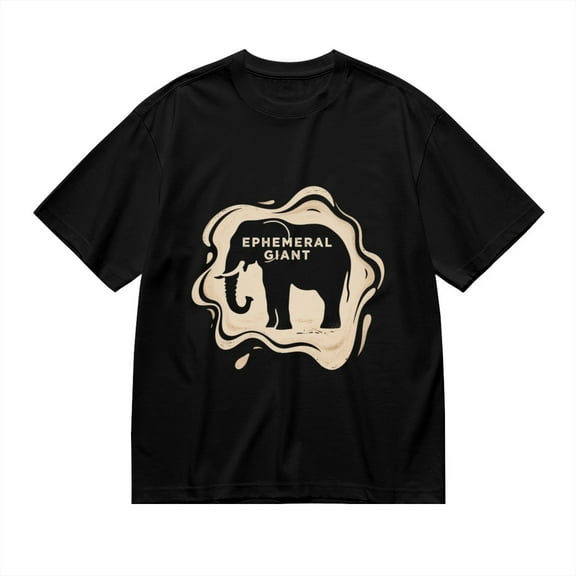 Black T Shirts for Men, Ephemeral Giant, Elephant Print Mens Graphic Tees, 24816346,S